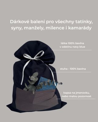 Chcete obdarovat muže? Tento dárkový sáček je pro to jak stvořený. 😊 Krásná barva v odstínu navy-blue, 100% pevnější...